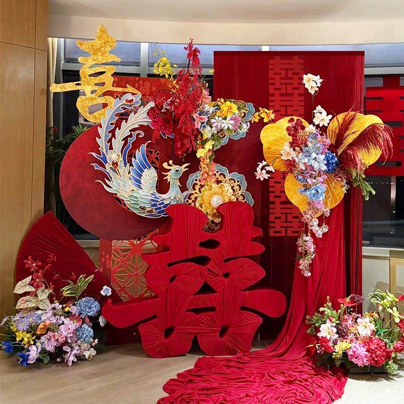 婚房布置套装结婚新房客厅卧室装饰红色大喜字背景墙拍照道具用品