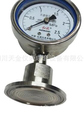 红旗隔膜压力表YTP-100MC150卡箍式不锈钢压力表卫生型隔膜压力表