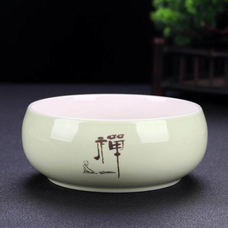 陶瓷茶洗笔洗茶杯碗水孟水仙花铜钱草花盆锤纹玻璃茶洗透明沙拉碗