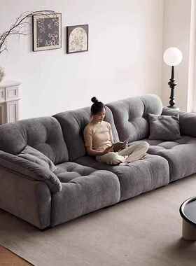奶油风客云朵沙发靠33031可移动背雪尼尔布艺发超沙宽坐深小户型