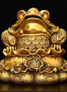 纯铜金蟾摆件金蝉财源滚滚元宝金蟾家居办公室收银台装饰开业礼品