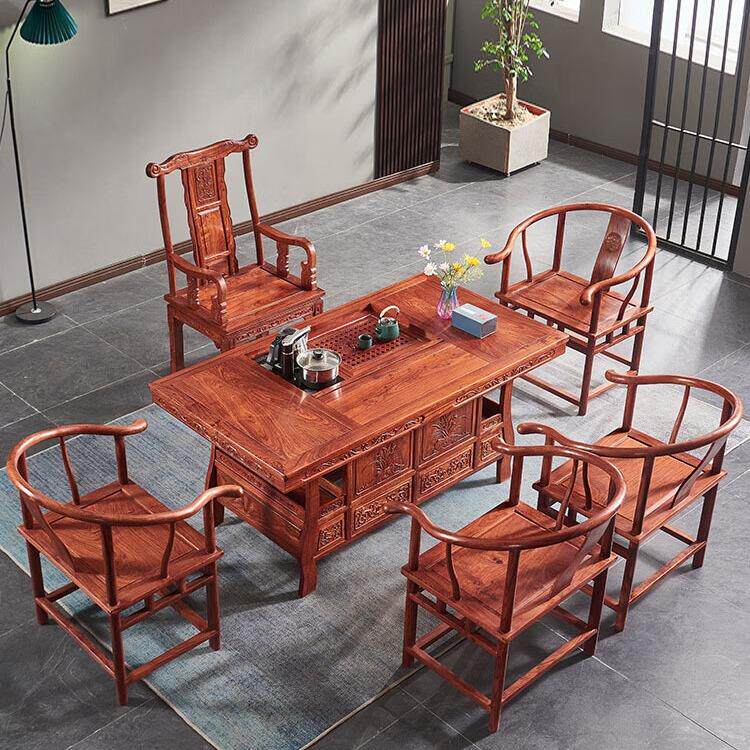 广东红木茶桌花梨木仿古茶桌椅组合家具 实木多功能茶几茶台