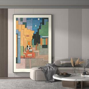 现代梵高水彩像素风格客厅简单装饰画入口走廊星空向日葵背景墙挂