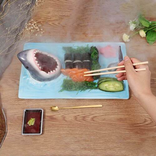 Ceramic Sushi Plate Shark Shape Rectangle Cheese Board