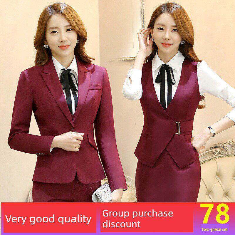职业套装女装秋冬天ol正装美容师空姐制服酒店长袖套裙工作服气质