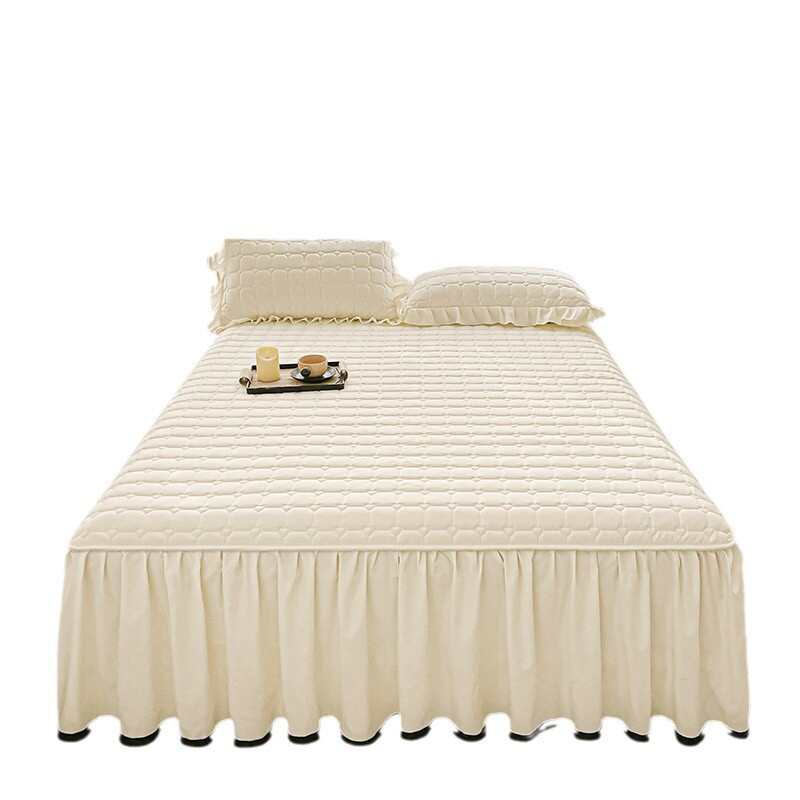 .夹纯色棉裙隔带尿床保护裙边5床垫防尘.1米床罩8床防水防滑1单件