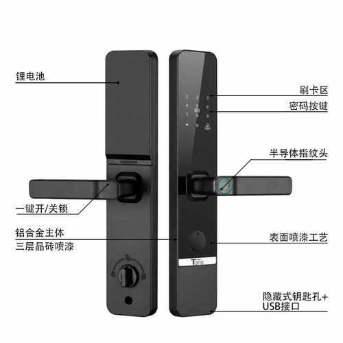户外防水指纹密码锁入户别墅防盗双开门室外家用防雨家用智能门锁