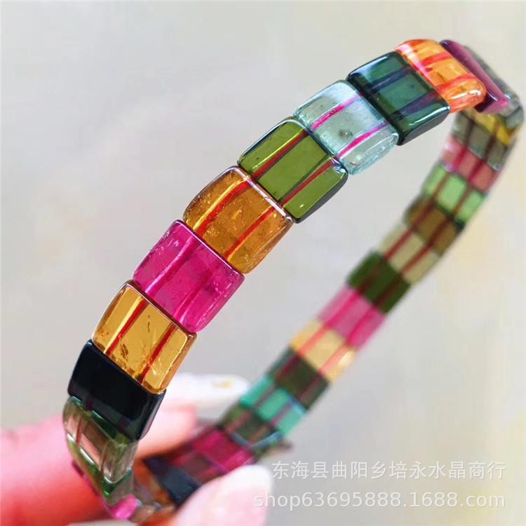 手大排量天然 彩虹碧玺手299天然巴西水晶排女款厂家直销