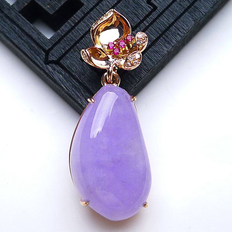 紫罗兰随形金镶玉扣头18K金翡翠吊坠随形玉坠子紫色挂件4.12g,珠宝/钻石/翡翠,颈饰,淘宝优惠券,粉丝福利购,淘宝优惠卷
