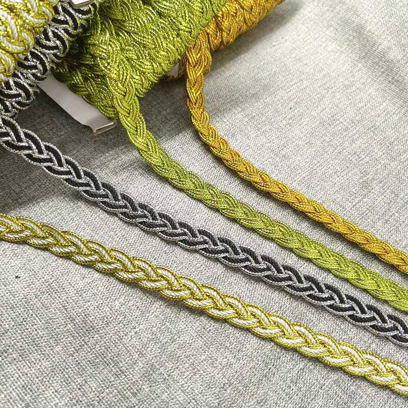 1CM三股编织辫子花边  多色混编麻花金银织带 民族服装织带装饰