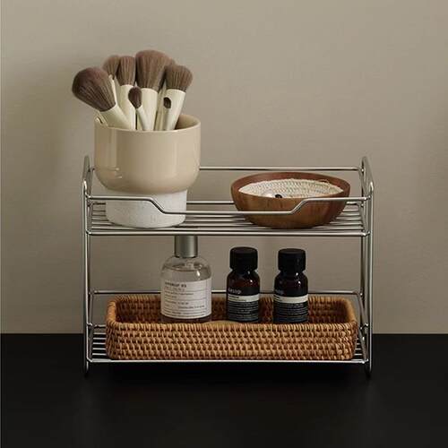 ins桌面不锈钢置物架多层厨房台面调味罐架沥水架浴室护肤品收纳