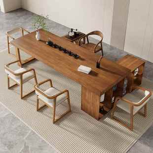 简约茶客厅家用实泡木茶桌室柜一体茶桌MIT办公茶台桌椅全套组合