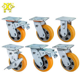 4pu橙色轮寸厂家轮寸定寸5刹车圆万向寸批发8重型6边