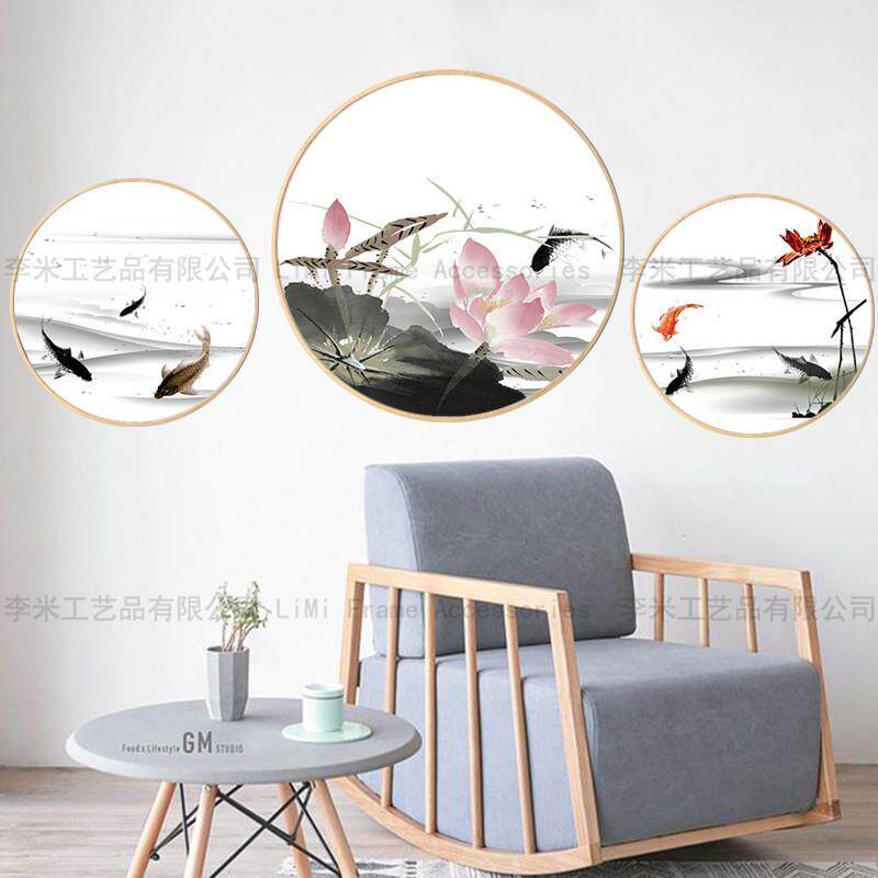 画家用装饰圆框装饰中式客厅餐厅形挂画TJB清新小圆画玄关墙画