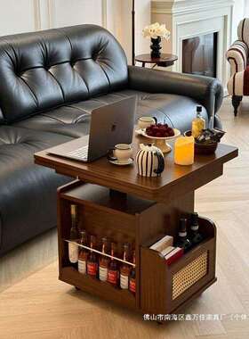 实木升降边茶推TWB几移动车茶桌折叠餐桌小户型茶台厅多功能客沙