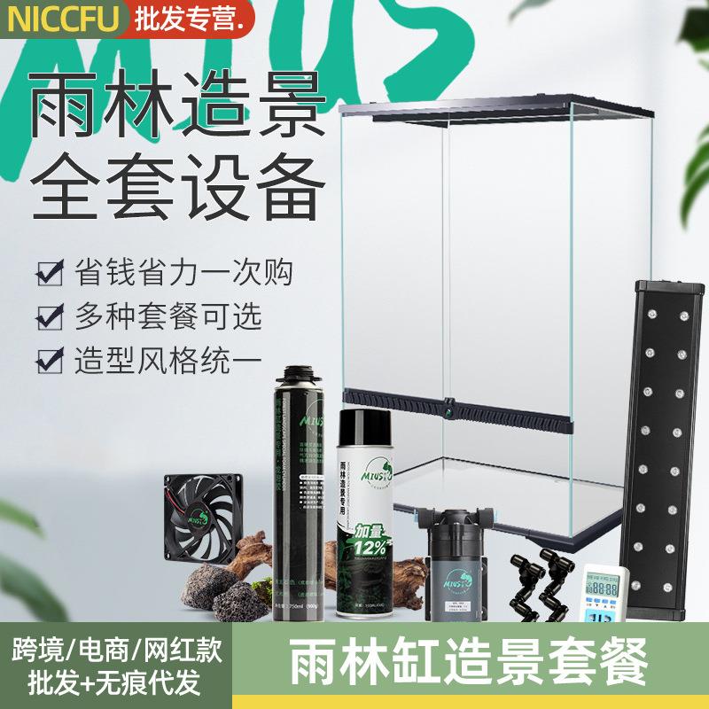 雨林缸造景套餐生态缸水陆缸热带雨林植物爬虫养鱼缸玻璃柜全套器