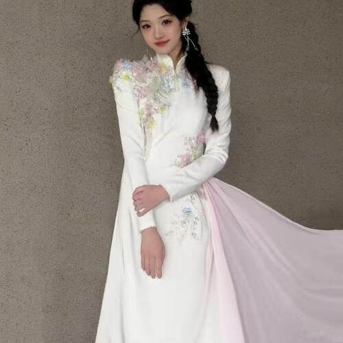 民族声乐民歌独唱晚礼服艺考女学生美声歌唱表演舞台装古筝演出服