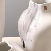 新中式 饰品磨砂摆件 轻奢手绘水墨陶瓷花瓶书房茶室创意插花干花装