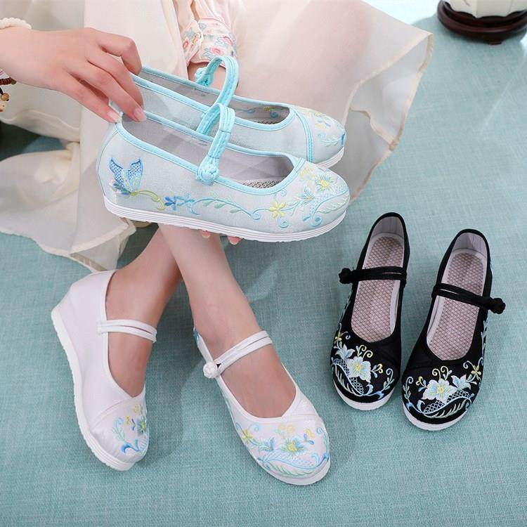 雨蝶4-CM内增高汉服鞋古装古风鞋民族风绣花鞋马面裙女学生舞蹈鞋,女鞋,帆布鞋,淘宝优惠券,粉丝福利购,淘宝优惠卷