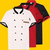 男 饭店短袖 外贸跨境出口餐厅食堂后厨服装 酒店厨师工作服夏装