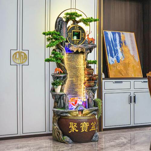 新中式假山流水摆件喷泉风水轮客厅办公室门店庭院装饰循环水生财