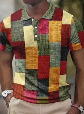 Vintage Men's Polo Shirt D Printed Shirts Casual Short短