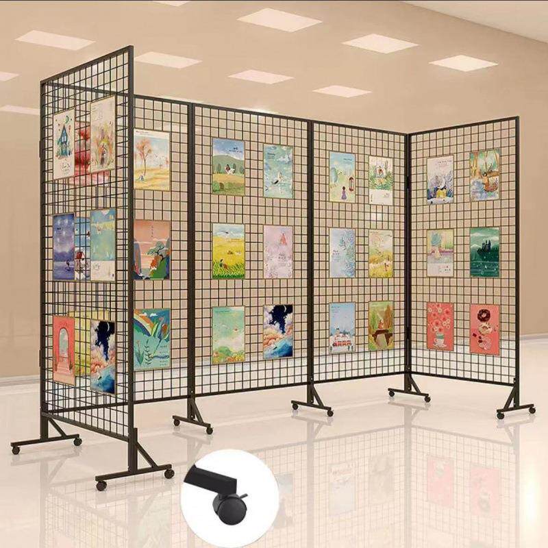 折叠网格展示架移动展户美术展示画展画室846幼外儿览园作品架展