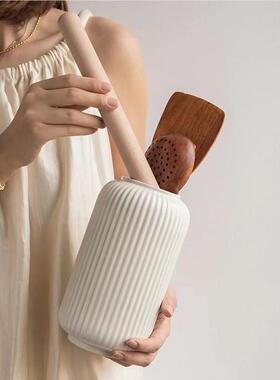 NJX简约竖家纹陶家瓷花花瓶用水培花器客厅插花养装饰瓶子创意居