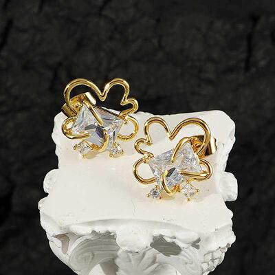 High-end earrings female niche design fashion 18k zircon ear