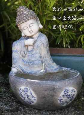 高档创意摆件中式禅意像庭术院装饰户外佛园花阳台布置客厅艺玄关