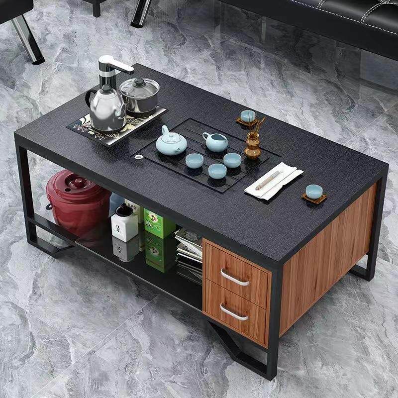 火烧石功夫茶几茶具套装一体客厅家用办公商务接待泡水茶台桌岩板