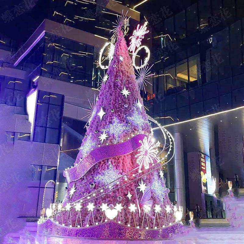 商场酒店心形框架圣诞树 12米广场酒店场景装饰大型灯光圣诞树