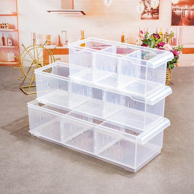 长方形透明带隔板收纳盒冰箱保鲜盒储物盒分隔带隔板分格盒整理盒,收纳整理,桌面收纳盒,淘宝优惠券,粉丝福利购,淘宝优惠卷