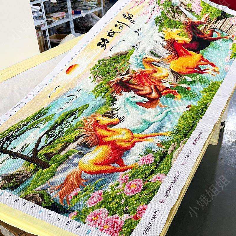 马到成功十字绣成品不带框纯手工出售已绣好2025新款客厅高端风景