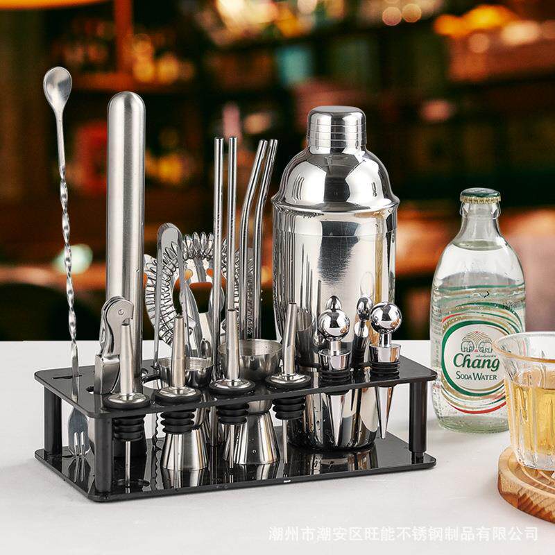 玻璃雪克杯套装刻度摇酒器带配方三段式调酒器鸡尾酒工具手摇杯