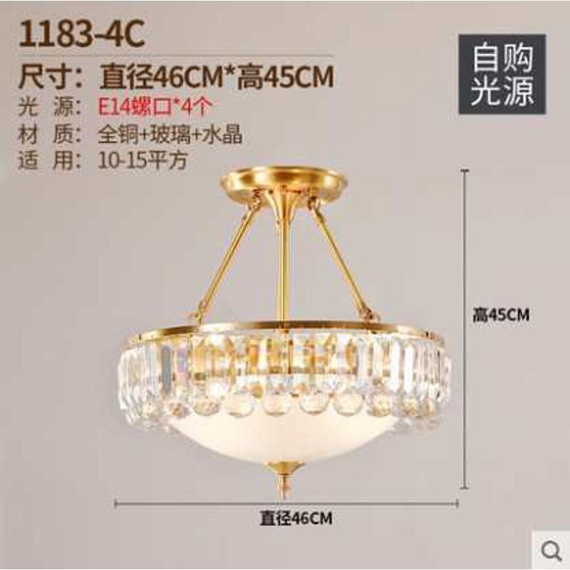 吸顶灯铜全楼梯卧室餐厅水晶过道灯具客厅书房美式酒店客房吸顶灯
