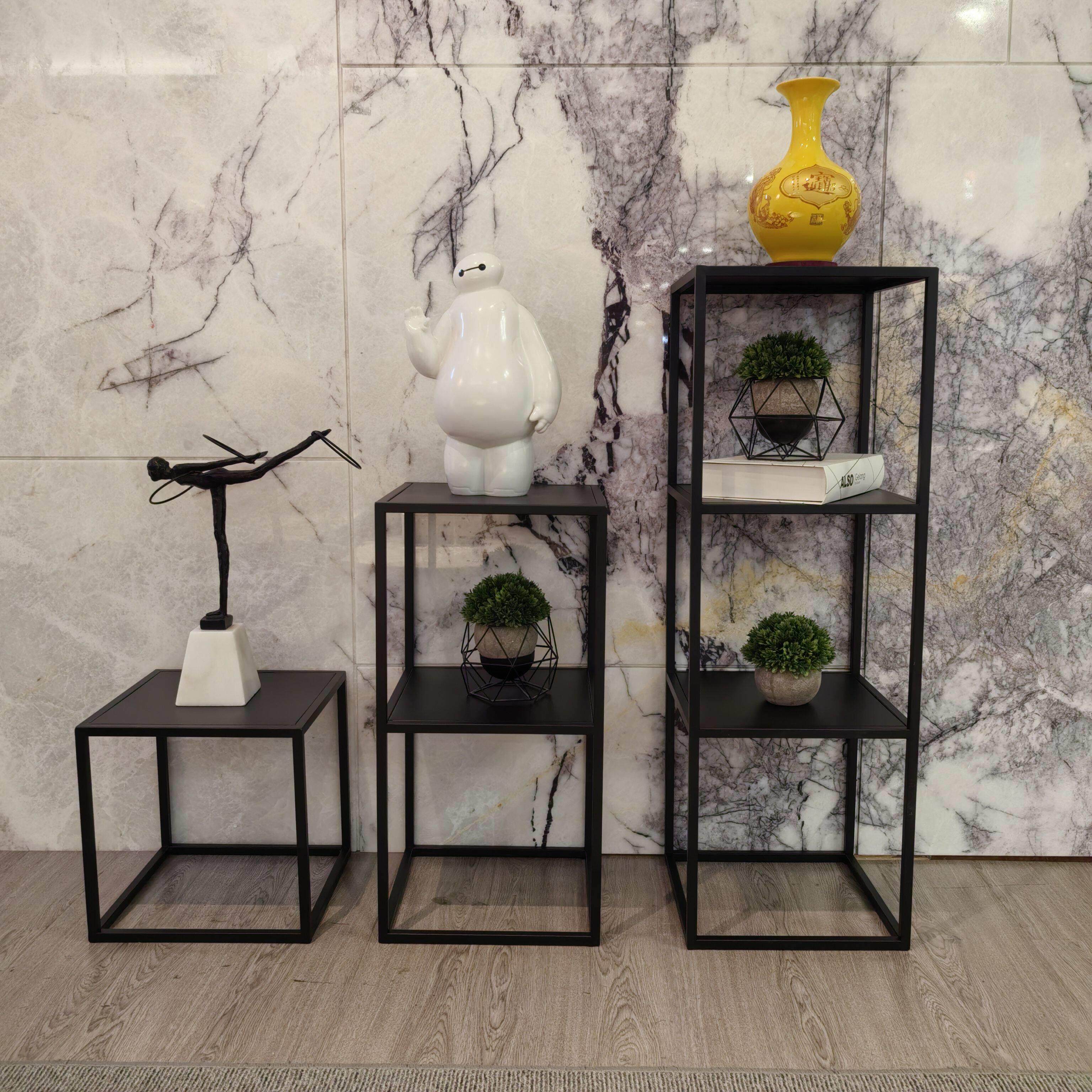 简约现代多层置物架铁艺落地花架盆景收纳阳台多肉花架摆件置物架