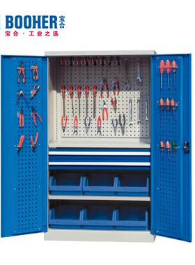 Booher宝合工具柜2抽屉2层板门挂板重型储存柜1000x600x1800mm