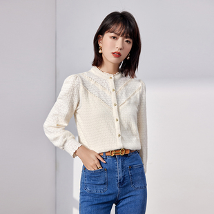 秋冬季新款加绒加厚衬衫灯笼袖衬衣内搭打底衫女