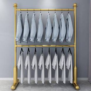 双层衣架落地可调节三层服装店挂衣架不锈钢展示架室内晾晒晾衣杆