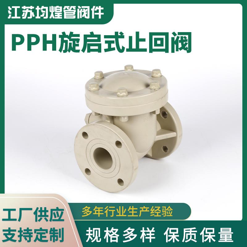 水利法兰直通式止回阀PPH旋启式止回阀化工管道配件塑料阀门