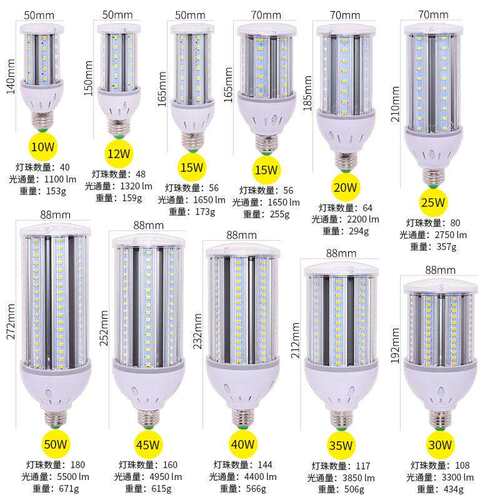 led灯泡220v铝型材玉米灯e27螺口厂房车间光源户外路灯卧室照明灯