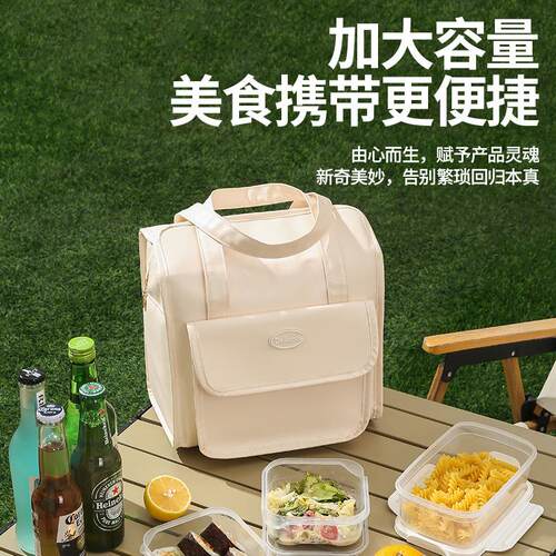 上班族便当包学生大容量手提午餐包户外野餐保温饭盒袋日式