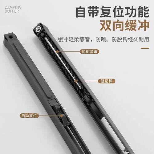 免开槽外挂侧装移门滑轨客厅书房厨房双缓冲阻尼推拉轨道五金配件