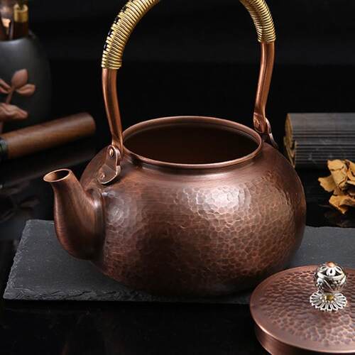 7YX户外铜壶烧水壶电陶炉煮茶壶泡茶沏茶紫铜壶纯手工大容量
