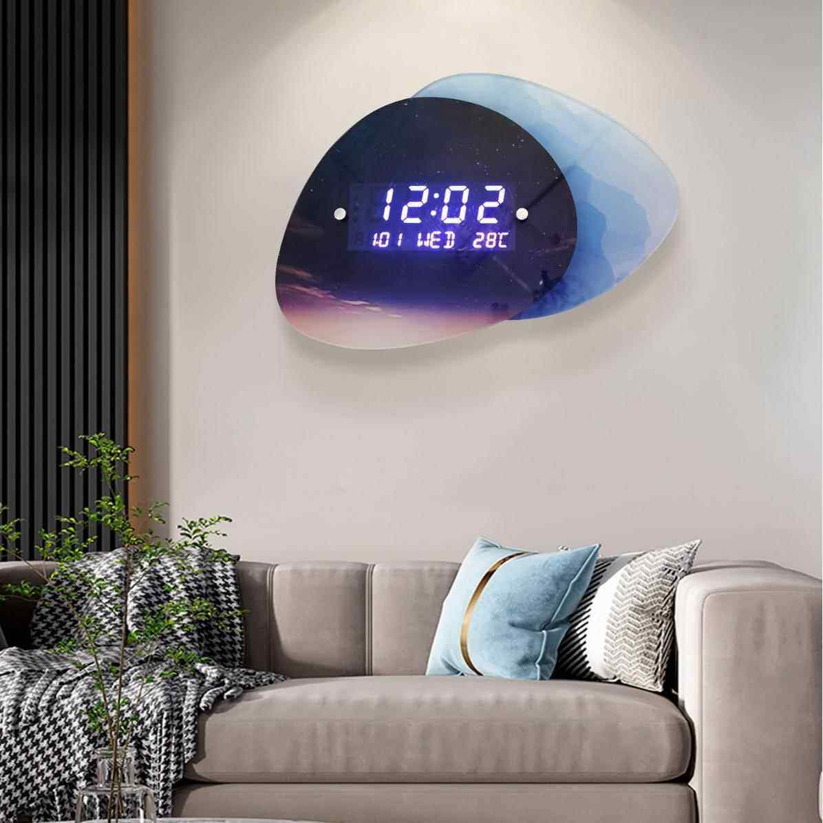 钟表挂钟客厅时尚创意时钟挂表简约墙上家用装饰挂墙电子钟