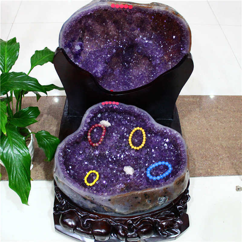 天然紫水晶聚宝盆紫晶洞玛瑙聚宝盆紫水晶洞聚宝盆摆件