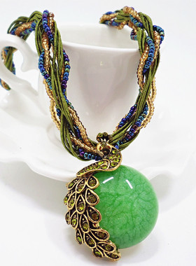 水滴项链西米翡翠复古文艺项链