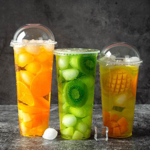 90口径奶茶杯吸塑Pp杯95口径一次性饮料杯盖定制标志流行果汁杯