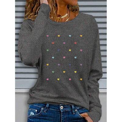 D 61679 Printed crew neck long tee 印花圆领长袖衫跨境速